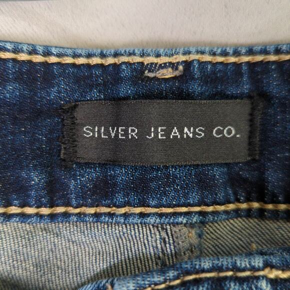 Silver Allan Jeans Mens 36x34 Blue Slim Straight Stretch - Picture 2 of 11